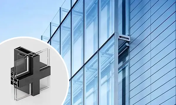 Profil aluminium penebat haba bukan profil dinding tirai